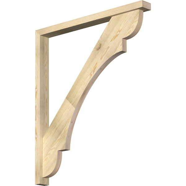 Ekena Millwork Olympic Block Rough Sawn Bracket w/ Offset Brace, Douglas Fir, 4"W x 42"D x 48"H BKT0402X42X48OLY05RDF - main